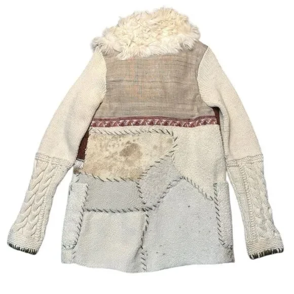 Nigel Preston Lambskin & Wool Knit Patchwork Artisan Jacket Size Small NWT